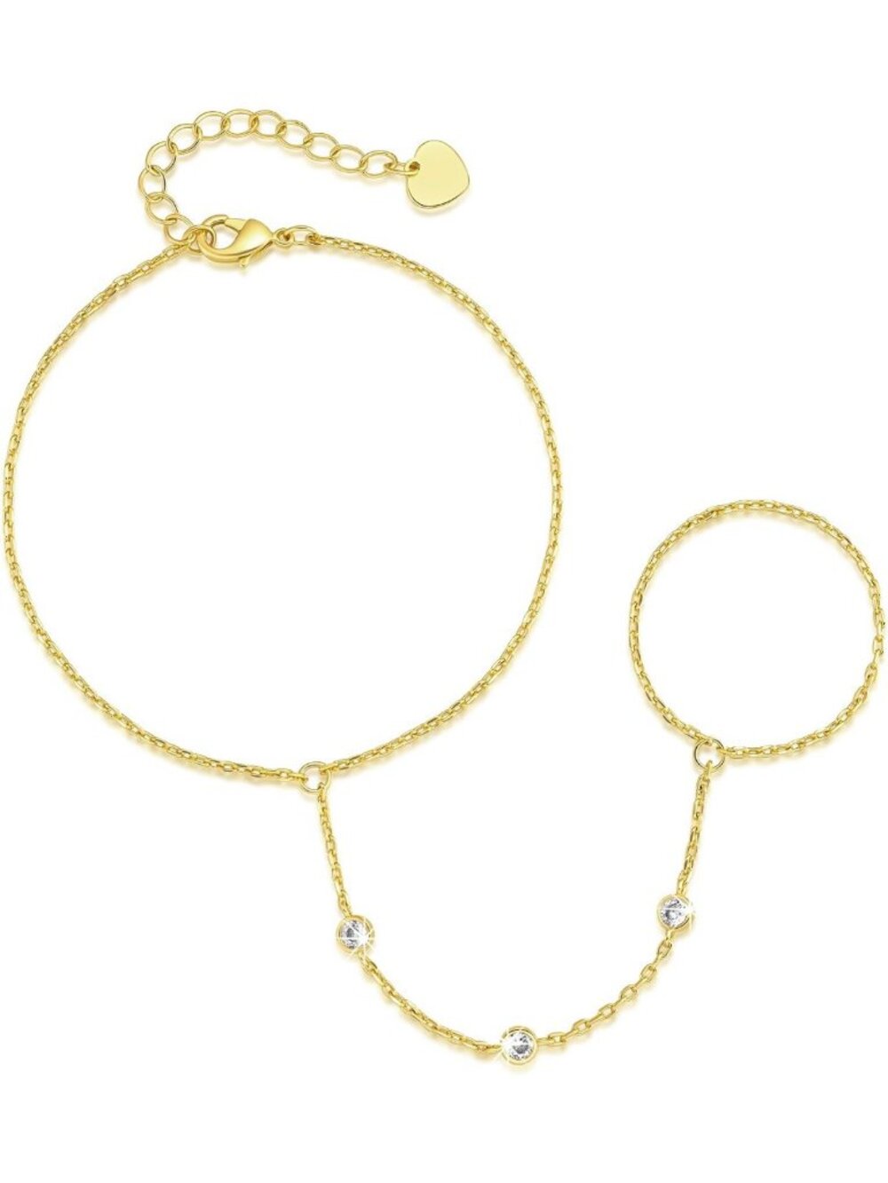 Elegant 14K Gold Women's Hand Chain Bracelet - Stylish & Versatile Jewelry